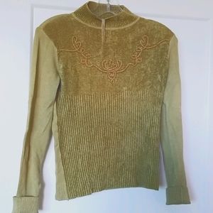 Feathers By TC Fashion Mustard Olive  Turtleneck Sweater Size XL New